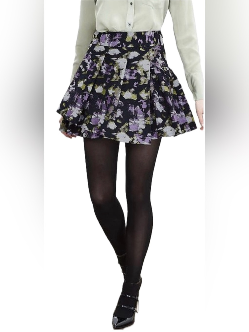 Banana Republic Petite Floral Jacquard Skater Skirt 10P Fit & Flare Brocade NWT